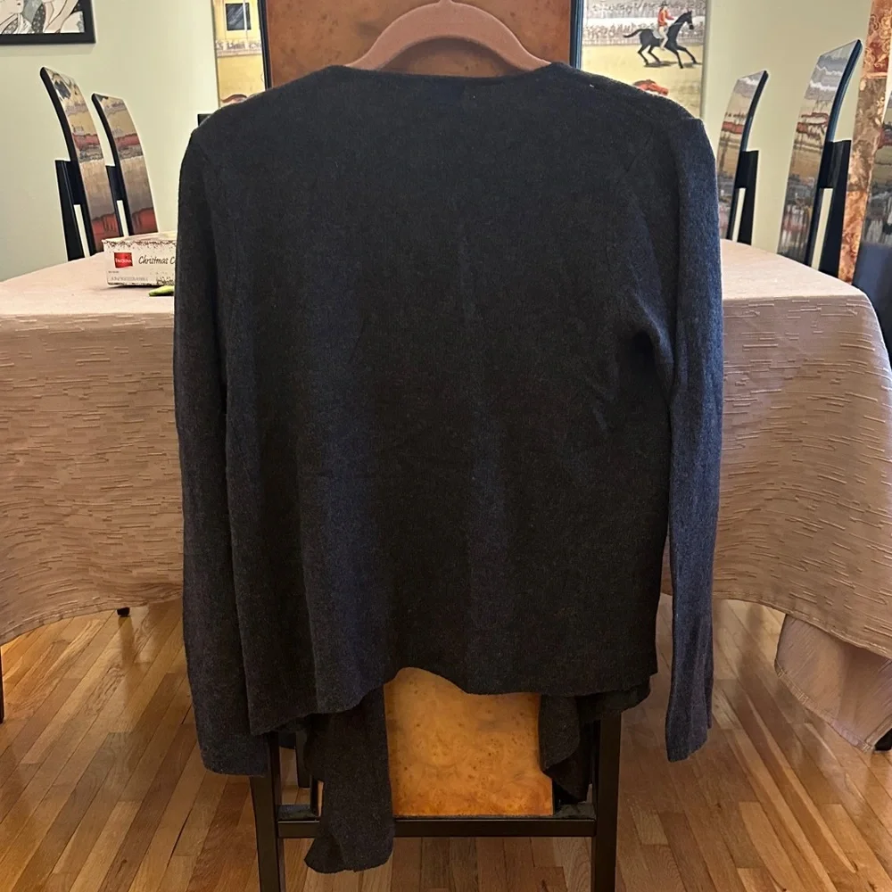 Ply Cashmere Dark Gray Open Cardigan - Picture 3 of 4